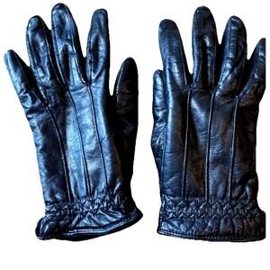 Vintage Eddie Bauer Leather Gloves Driving Black Lined Winter Outdoor Moto Men S